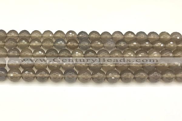 CAA5786 15 inches 8mm faceted round grey agate beads