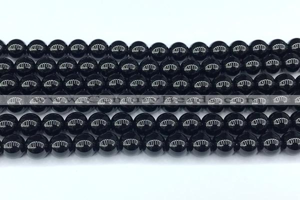 CAA5885 15 inches 8mm round black agate beads, 2mm hole