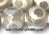 CAA5930 8mm, 10mm & 12mm faceted round AB-color tibetan agate beads