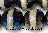 CAA5938 8mm, 10mm & 12mm faceted round AB-color tibetan agate beads