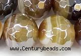 CAA5964 15 inches 12mm faceted round AB-color line agate beads