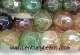 CAA5973 15 inches 6mm faceted round AB-color line agate beads