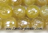 CAA5987 15 inches 6mm faceted round AB-color line agate beads