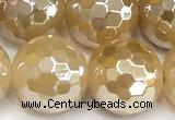 CAA6053 15 inches 12mm faceted round AB-color yellow agate beads