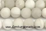 CAA6076 15 inches 6mm round matte white crazy lace agate beads