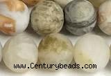 CAA6082 15 inches 8mm round matte bamboo leaf agate beads