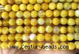 CAA6311 15 inches 8mm faceted round yellow banded agate beads