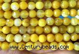 CAA6312 15 inches 10mm faceted round yellow banded agate beads