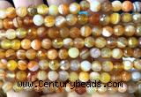 CAA6315 15 inches 6mm faceted round orange banded agate beads