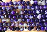 CAA6321 15 inches 8mm faceted round purple banded agate beads