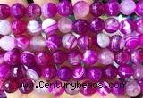 CAA6327 15 inches 10mm faceted round fuchsia banded agate beads