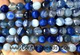 CAA6337 15 inches 10mm faceted round blue banded agate beads