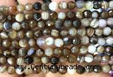 CAA6345 15 inches 6mm faceted round coffee banded agate beads
