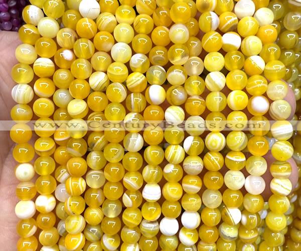 CAA6361 15 inches 6mm round yellow banded agate beads wholesale