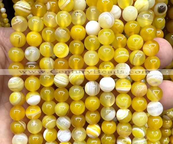 CAA6362 15 inches 8mm round yellow banded agate beads wholesale