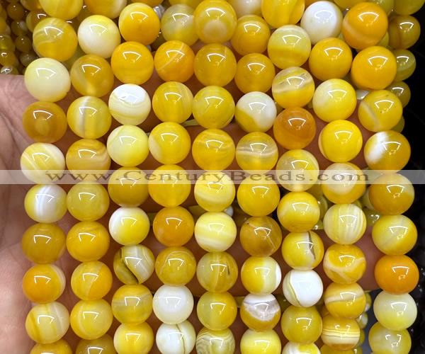 CAA6363 15 inches 10mm round yellow banded agate beads wholesale
