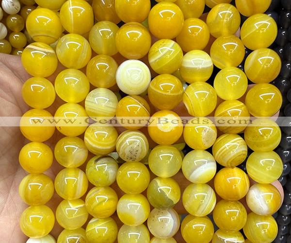 CAA6364 15 inches 12mm round yellow banded agate beads wholesale