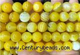 CAA6364 15 inches 12mm round yellow banded agate beads wholesale