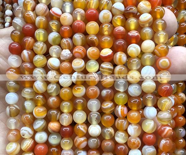 CAA6366 15 inches 6mm round orange banded agate beads wholesale