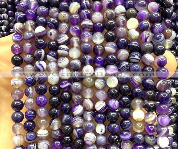 CAA6371 15 inches 6mm round purple banded agate beads wholesale