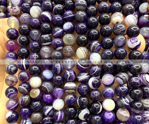 CAA6372 15 inches 8mm round purple banded agate beads wholesale