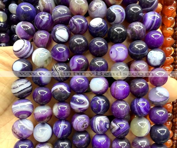 CAA6374 15 inches 12mm round purple banded agate beads wholesale