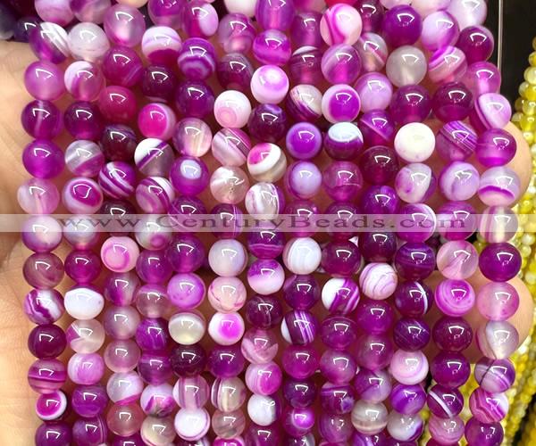 CAA6376 15 inches 6mm round fuchsia banded agate beads wholesale