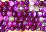 CAA6378 15 inches 10mm round fuchsia banded agate beads wholesale