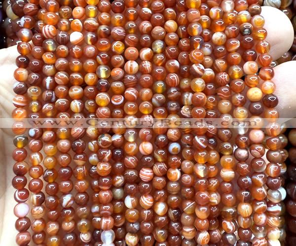 CAA6380 15 inches 4mm round red banded agate beads wholesale