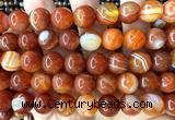 CAA6384 15 inches 12mm round red banded agate beads wholesale