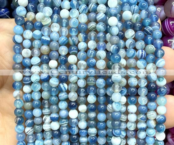 CAA6385 15 inches 4mm round blue banded agate beads wholesale