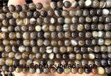 CAA6395 15 inches 4mm round coffee banded agate beads wholesale