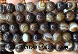 CAA6399 15 inches 12mm round coffee banded agate beads wholesale