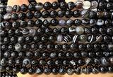 CAA6401 15 inches 6mm round black banded agate beads wholesale