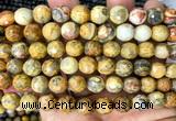 CAA6455 15 inches 10mm faceted round yellow crazy lace agate beads