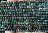 CAA6459 15 inches 4mm faceted round moss agate beads wholesale