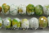 CAA825 15.5 inches 10*14mm faceted rondelle fire crackle agate beads