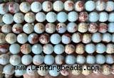 CAB1022 15 inches 8mm faceted round blue agalmatolite beads