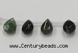 CAB127 15.5 inches 8*12mm flat teardrop moss agate gemstone beads