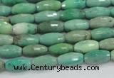 CAB18 15.5 inches 6*12mm faceted rice green grass agate beads