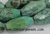 CAB21 15.5 inches 14*30mm faceted rice green grass agate beads