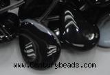 CAB315 15.5 inches 18*25mm flat teardrop black agate gemstone beads