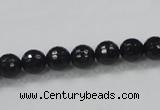 CAB343 15.5 inches 8mm faceted round black agate gemstone beads