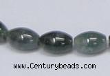 CAB390 15.5 inches 10*15mm rice moss agate gemstone beads wholesale