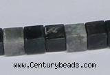 CAB398 15.5 inches 10*10mm cube moss agate gemstone beads wholesale