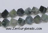 CAB400 15.5 inches 6*6mm inclined cube moss agate gemstone beads