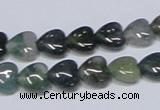 CAB405 15.5 inches 10*10mm heart moss agate gemstone beads wholesale