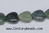 CAB407 15.5 inches 14*14mm heart moss agate gemstone beads wholesale