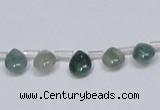 CAB414 15.5 inches 7*9mm flat teardrop moss agate gemstone beads