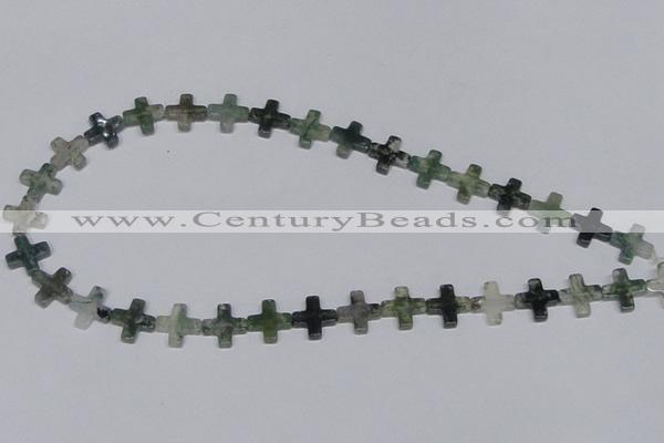 CAB416 15.5 inches 12*12mm cross moss agate gemstone beads